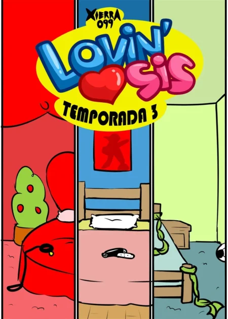 Portada de Lovin' Sis Temporada 3 de Xierra con una cama, un vibrador sobre las sábanas y ropa interior roja.