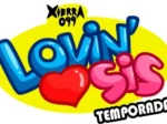 Logo de Lovin’ Sis Temporada 2 de Xierra con letras azules y rosas, un corazón rojo y fondo amarillo sobre fondo blanco.