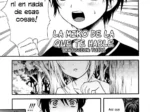 Página de manga de Mikorei con Masaki gritando y paneles de una joven miko pidiendo ayuda en un bosque oscuro.