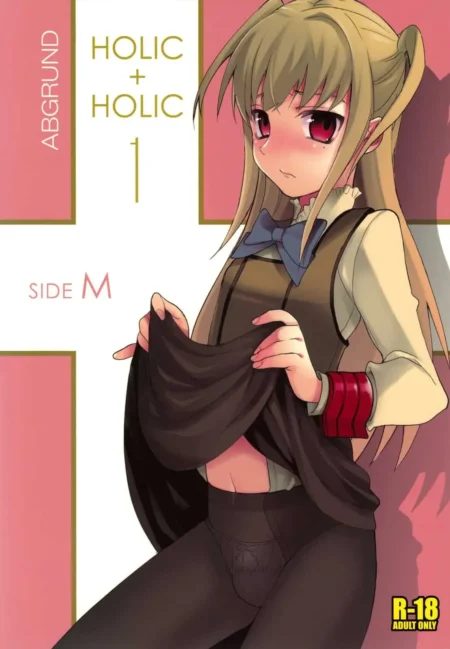 Anime de Holic + Holic 1 Side M con chica rubia levantando su falda negra para mostrar sus bragas y vagina.