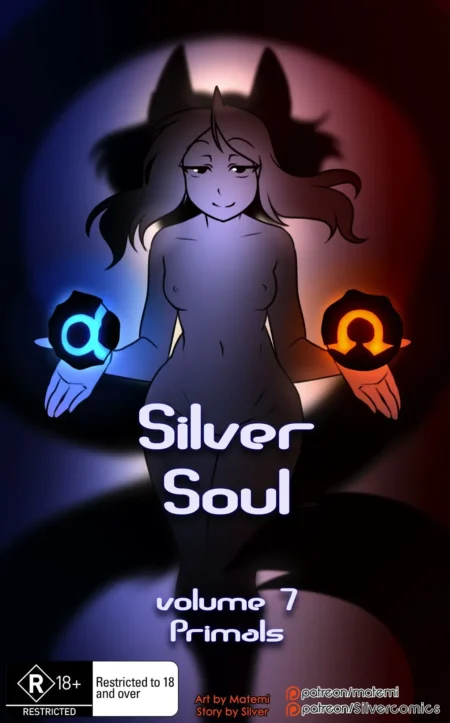 Portada de Silver Soul Vol 7 con mujer desnuda sosteniendo orbes brillantes frente a una silueta oscura.