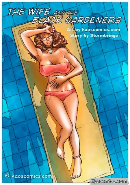 Mujer morena con bikini rojo descansando sobre una toalla en una piscina, posando sexy con el pecho y abdomen expuestos.