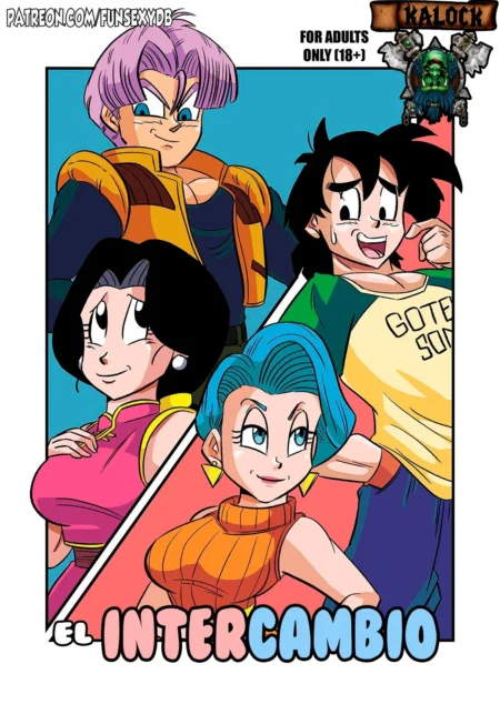 Goten, Trunks, Bulma y Videl en arte erótico de El Intercambio para sexo grupal y orgías.