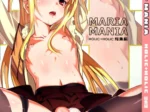 Anime de Maria Mania con pechos desnudos, mirada lasciva y tanga blanca ajustada entre las piernas abiertas.