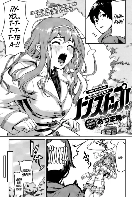 Mujer anime con uniforme blanco gimiendo de placer con el pecho expuesto y expresión extasiada en manga erótico.