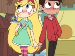 Star Butterfly y Marco Diaz tomados de la mano con rostros sonrojados en Entre Amigos.