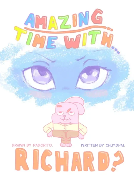 Portada de Amazing Time With Richard de Padorito con Richard Watterson y ojos femeninos sugerentes en fondo azul.