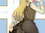 Mujer rubia de Holic + Holic 2 Side S bebiendo de un biberón mientras levanta su falda revelando sus nalgas en pantis.