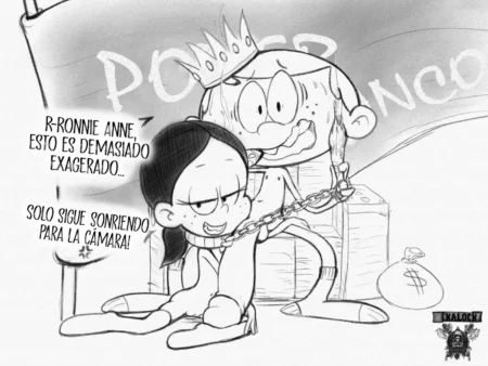 Ronnie Anne encadena a Lincoln al trono mientras lo domina sexualmente en un juego de poder erótico y degradante.