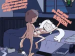 David penetra analmente a Hilda mientras ella grita enfadada en la cama.
