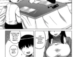 Mujer con pechos gigantes y ropa ajustada supervisa a un estudiante en un manga erótico de Takatsu.