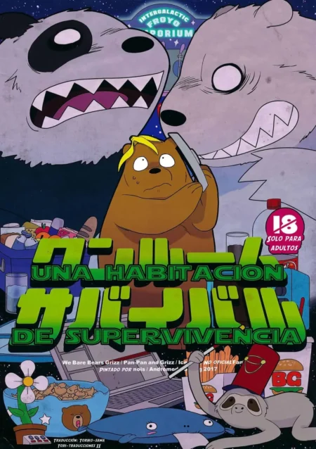 Osos We Bare Bears en portada erótica de One Room Survival con contenido sexual explícito para adultos.
