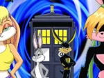 Bugs Bunny y Lola Bunny eróticos frente a una TARDIS en el arte NSFW de Time-Crossed Bunnies de Palcomix.