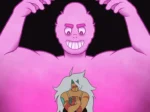 Gigante rosado musculoso con expresión lasciva sobre Pearl arrodillada y sumisa en Steven Universe La Pasión Parte Uno.