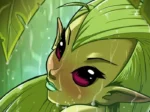 Elfa verde de The Cummoner bañada en semen con gotas blancas sobre su piel y rostro mientras mira con deseo.