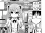 Manga Hisokana Tanoshimi de Hanamaki Kaeru con estudiante rubia de coletas y uniforme escolar en el tren con un salaryman.