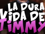 Logo de La Dura Vida de Timmy de Pure Pervert sobre el torso desnudo de un joven con camiseta negra corta.