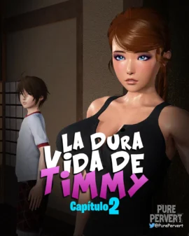 Mujer joven de pechos grandes y escote pronunciado junto a un adolescente en La Dura Vida De Timmy Capítulo 2.
