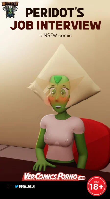 Peridot de Steven Universe con camiseta blanca ajustada que marca sus pezones en la portada del cómic NSFW.