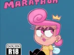 Portada de doujinshi R18 Wanda Marathon con Wanda de Fairly OddParents en pose sugerente y mirada lasciva.
