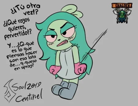 Fink con vestido blanco y expresión molesta cuestionando el uso sexual de una lata de queso en spray.