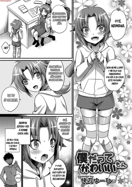 Página de manga Boku Datte Kawaii Mon con personajes hablando en español sobre visitar un santuario en enero.