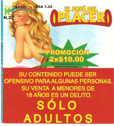 Portada de revista erótica El Sofá del Placer N.22 con mujer rubia desnuda de perfil mostrando sus pechos y glúteos.