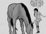 Gamer girl excitada frente a un caballo real gigante mientras piensa en el tamaño de su miembro para follar.