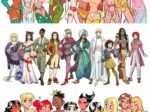 Princesas Disney gender bender masculinizadas en ropa interior erótica y trajes elegantes posando con actitud sexual.