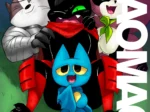 Mao Mao y Badgerclops abrazan a una Mao Mao feminizada con pechos grandes y ropa ajustada en un fanart erótico R-18.