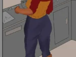Camila de cuerpo voluptuoso y pantalones ajustados prepara comida mientras piensa en el sexo con Amity.