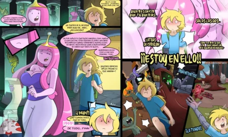 Cómic erótico de Finn y la Dulce Princesa donde él acepta una recompensa sexual tras completar una misión.