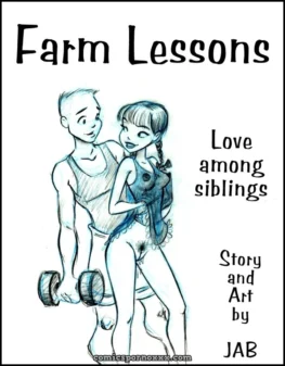 Hermano musculoso en tirantes abraza a hermana con ropa interior ajustada en granja mientras sostiene pesas