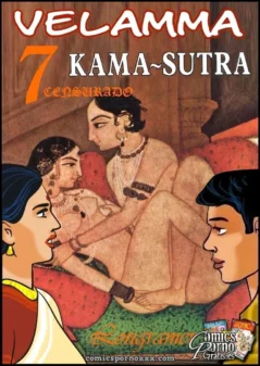 Hombre penetra a mujer desnuda en Kama-Sutra, otra observa con deseo en Velamma 7 censurado, escena sexual explícita
