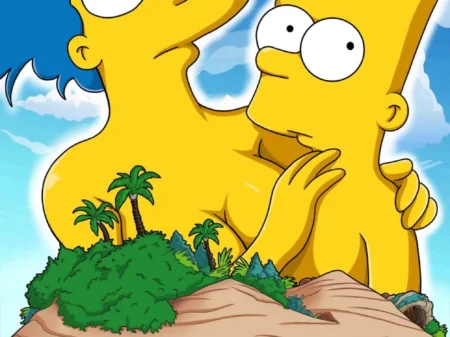 Marge y Bart Simpson Culean en una Isla Paraiso